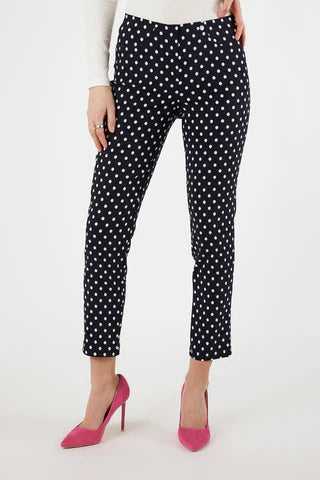 Robell Bella 09 Dot Print Trousers Navy 51560-54570-69