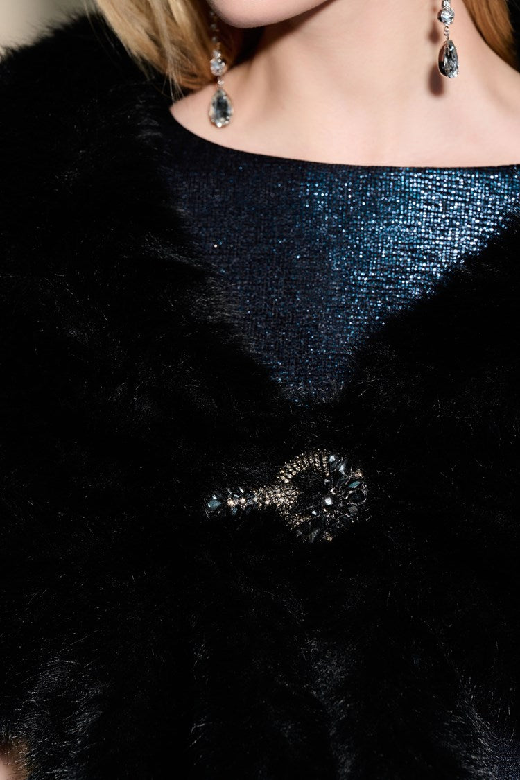 JOSEPH RIBKOFF FAUX FUR CAPE