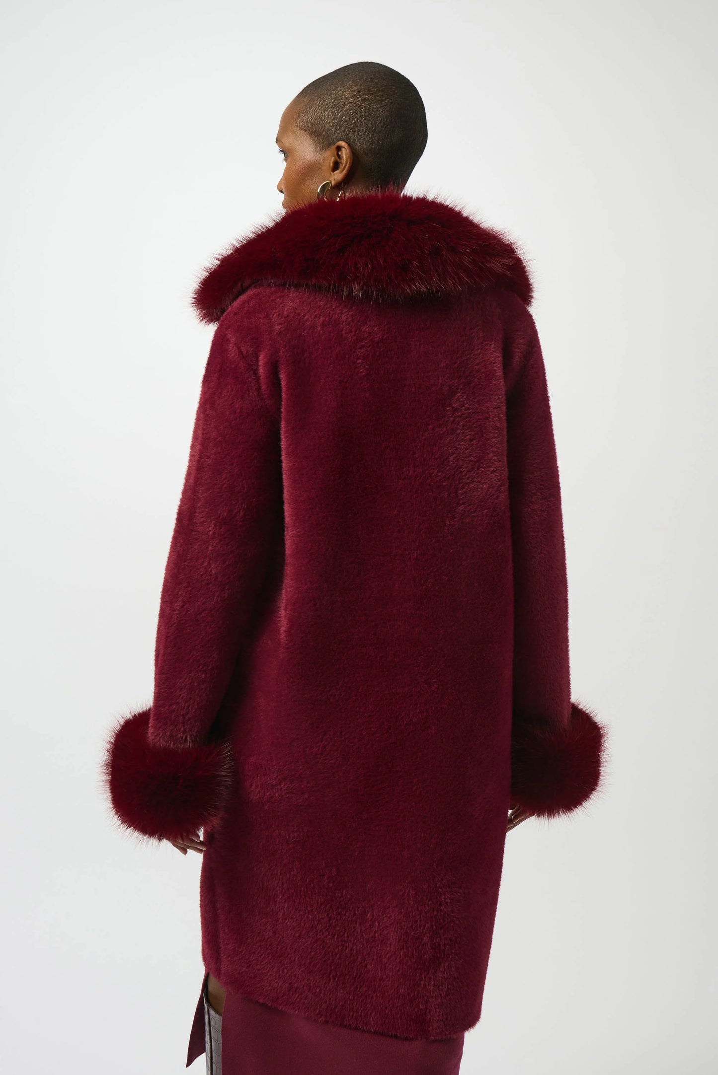 JOSEPH RIBKOFF FEATHER YARN FUAX FUR SWEATER COAT