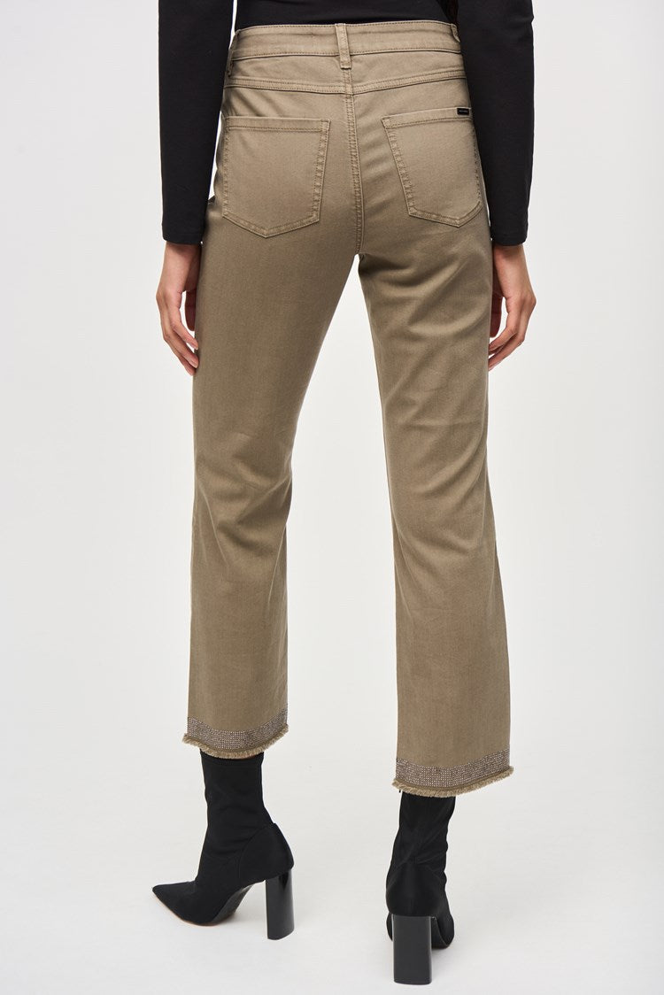 JOSEPH RIBKOFF DENIM STRAIGHT PANTS WITH FRAYED HEM