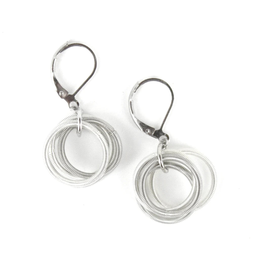 SEA LILY WHITE AND SILVER LOOP EARRINGS
