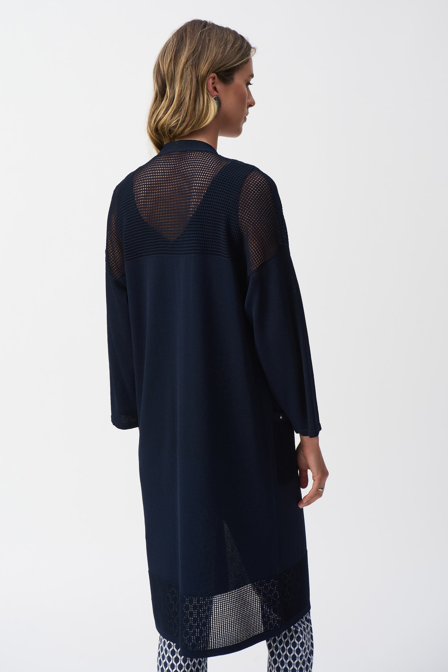 JOSEPH RIBKOFF SWEATER KNIT COVER UP WITH POINTELLE DETAIL