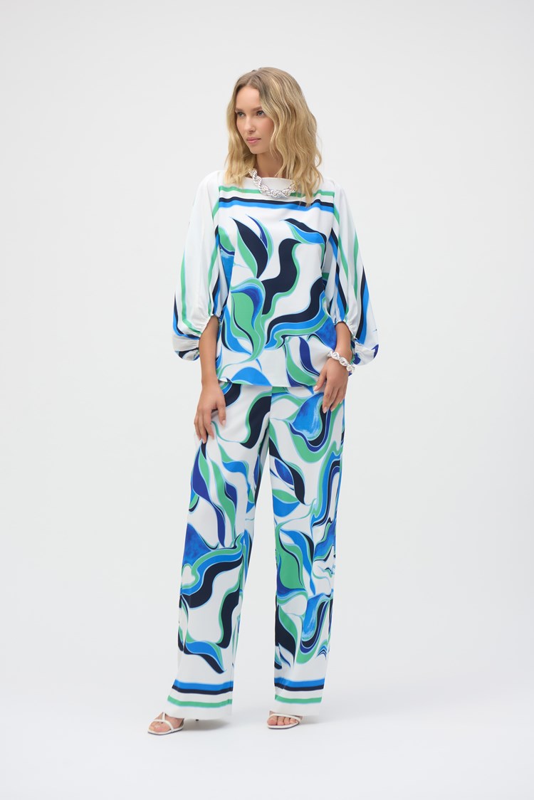 JOSEPH RIBKOFF WOVEN ABSTRACT PRINT BOXY TOP