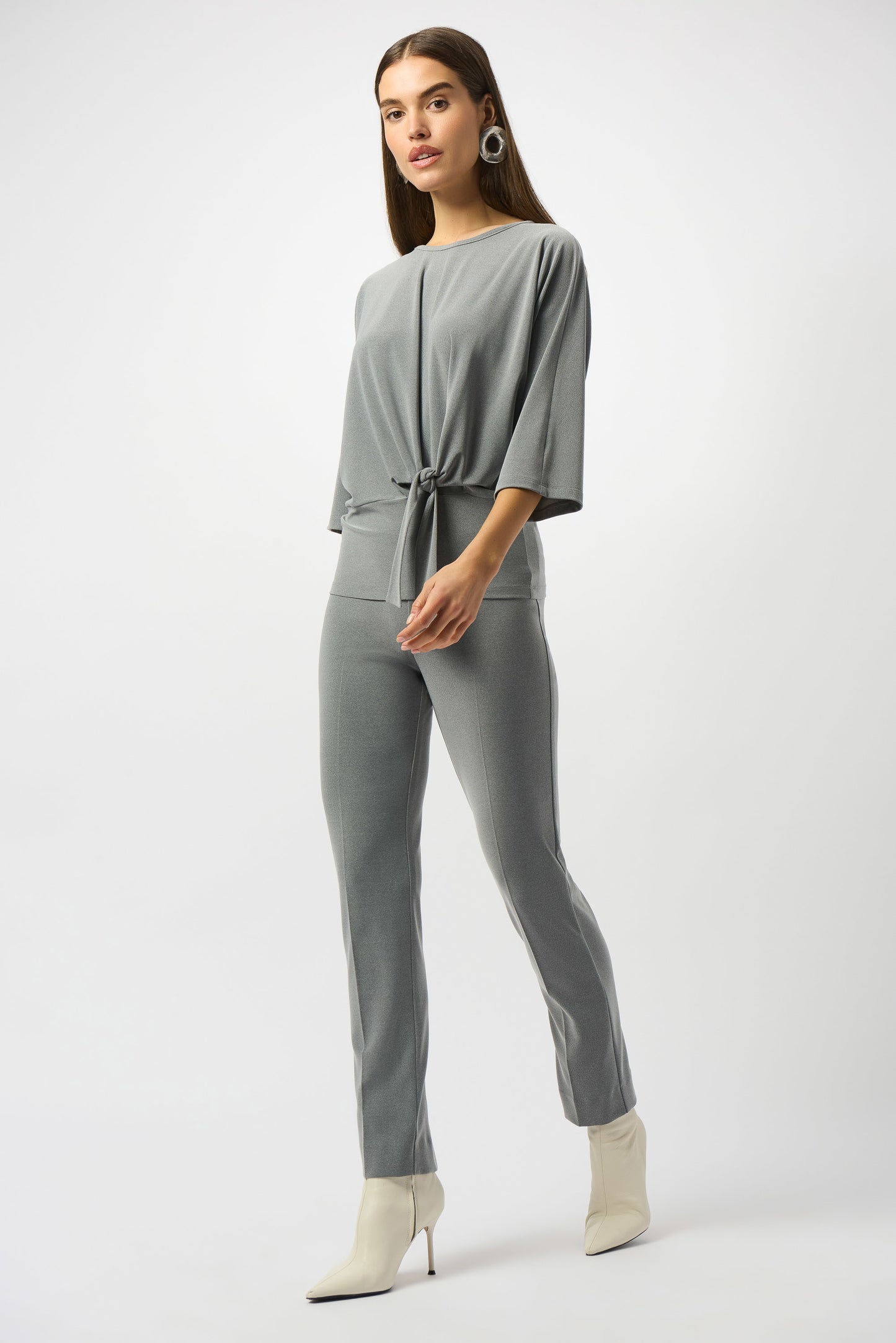 JOSEPH RIBKOFF MELANGE SILKY KNIT STRAIGHT LEG PULL-ON PANTS
