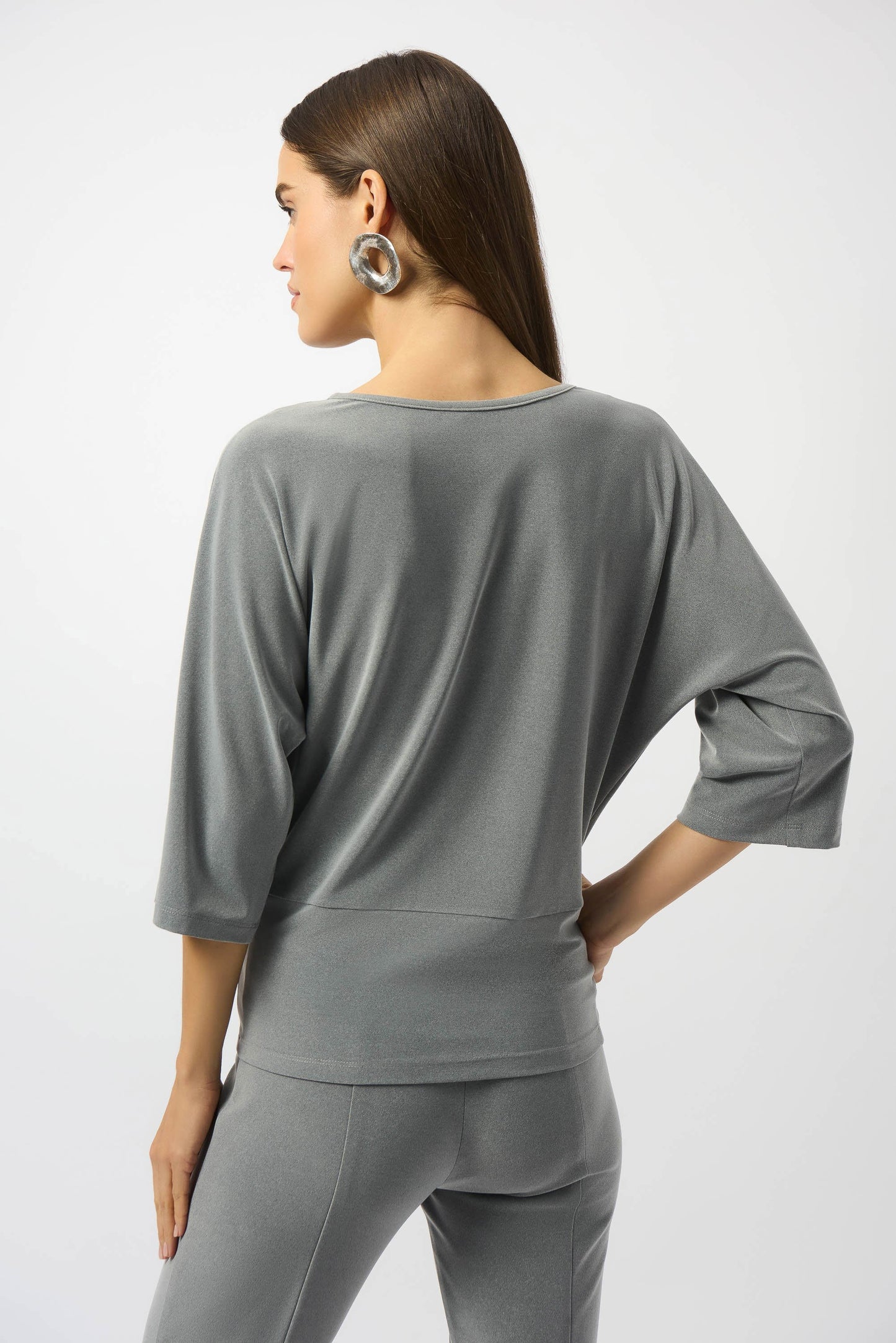 JOSEPH RIBKOFF SILKY KNIT BOXY TOP WITH KNOT DETAIL