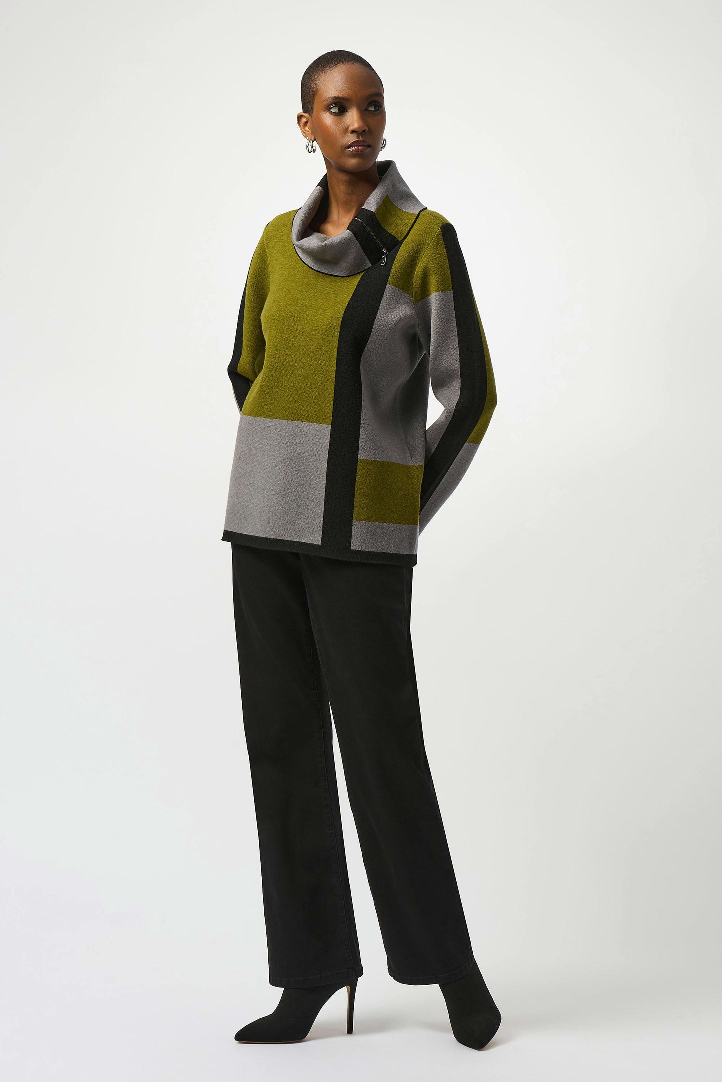 JOSEPH RIBKOFF JACQUARD SWEATER COLOUR BLOACK PULLOVER
