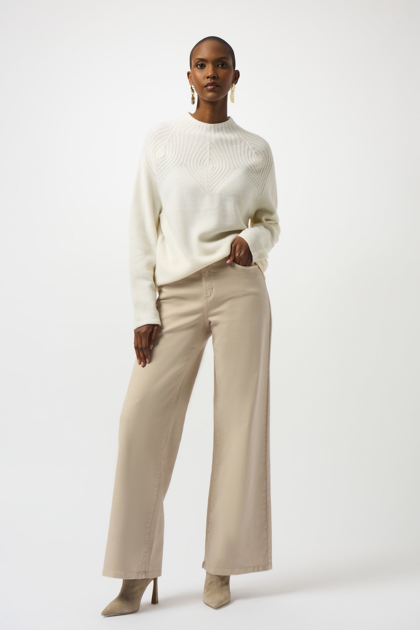 JOSEPH RIBKOFF WOOL BLEND SWEATER WITH PLACEMENT STITCH