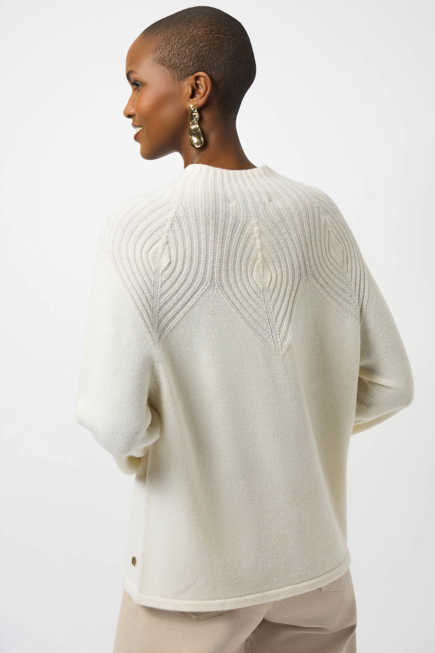 JOSEPH RIBKOFF WOOL BLEND SWEATER WITH PLACEMENT STITCH