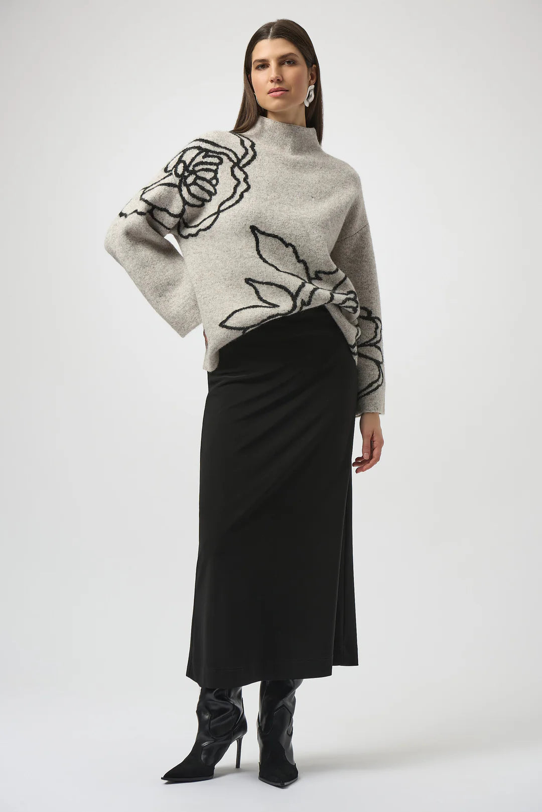JOSEPH RIBOFF SILKY KNIT PULL UP MAXI SKIRT