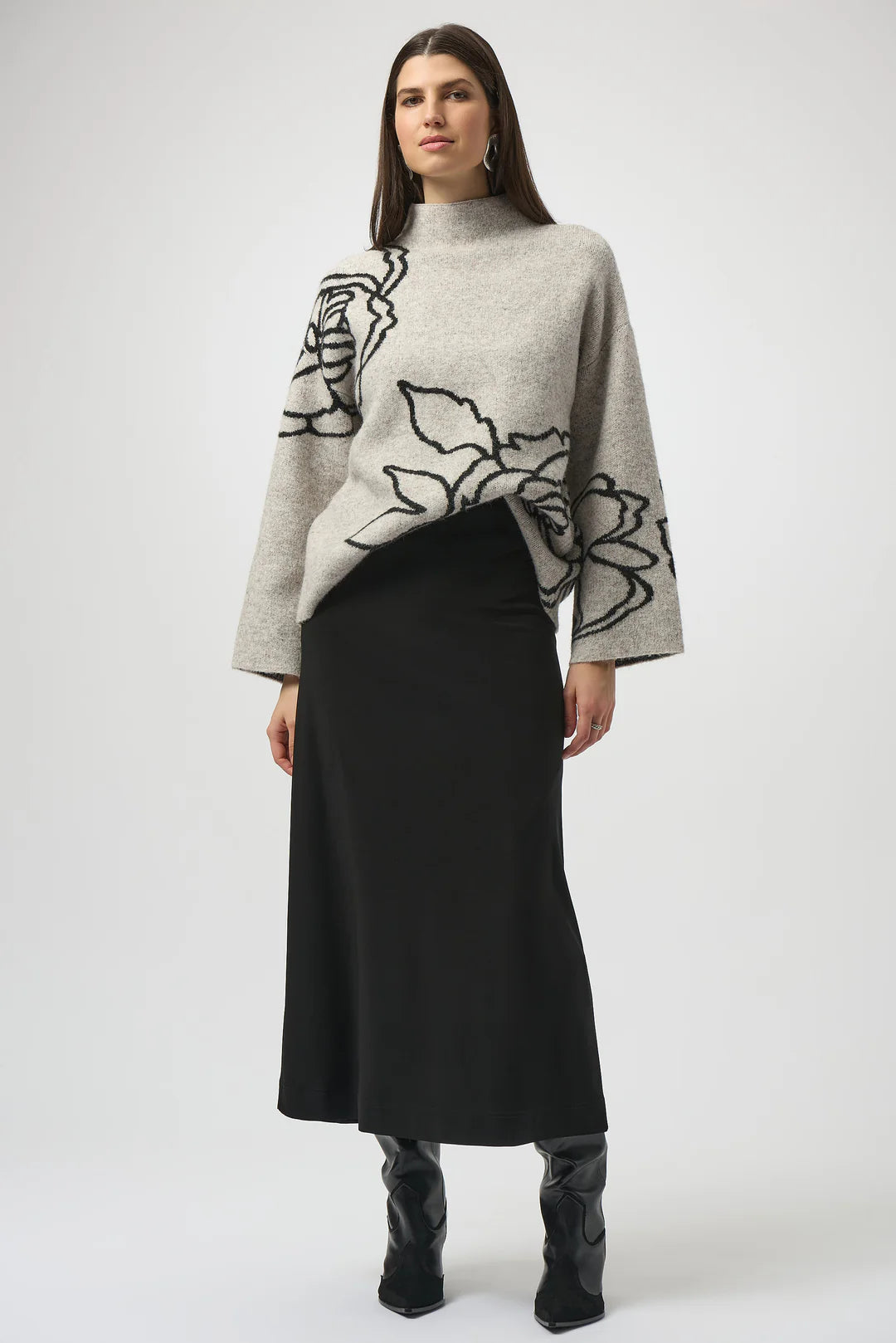 JOSEPH RIBKOFF SWEATER KNIT FLORAL PRINT