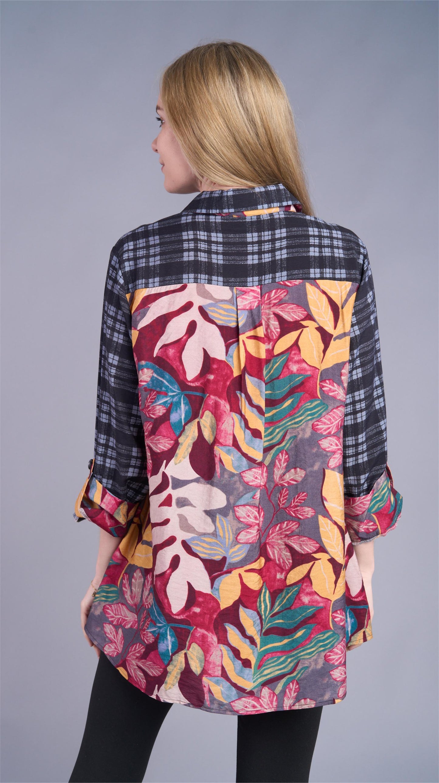 Shana PLAID PRINTED BACK SHIRT