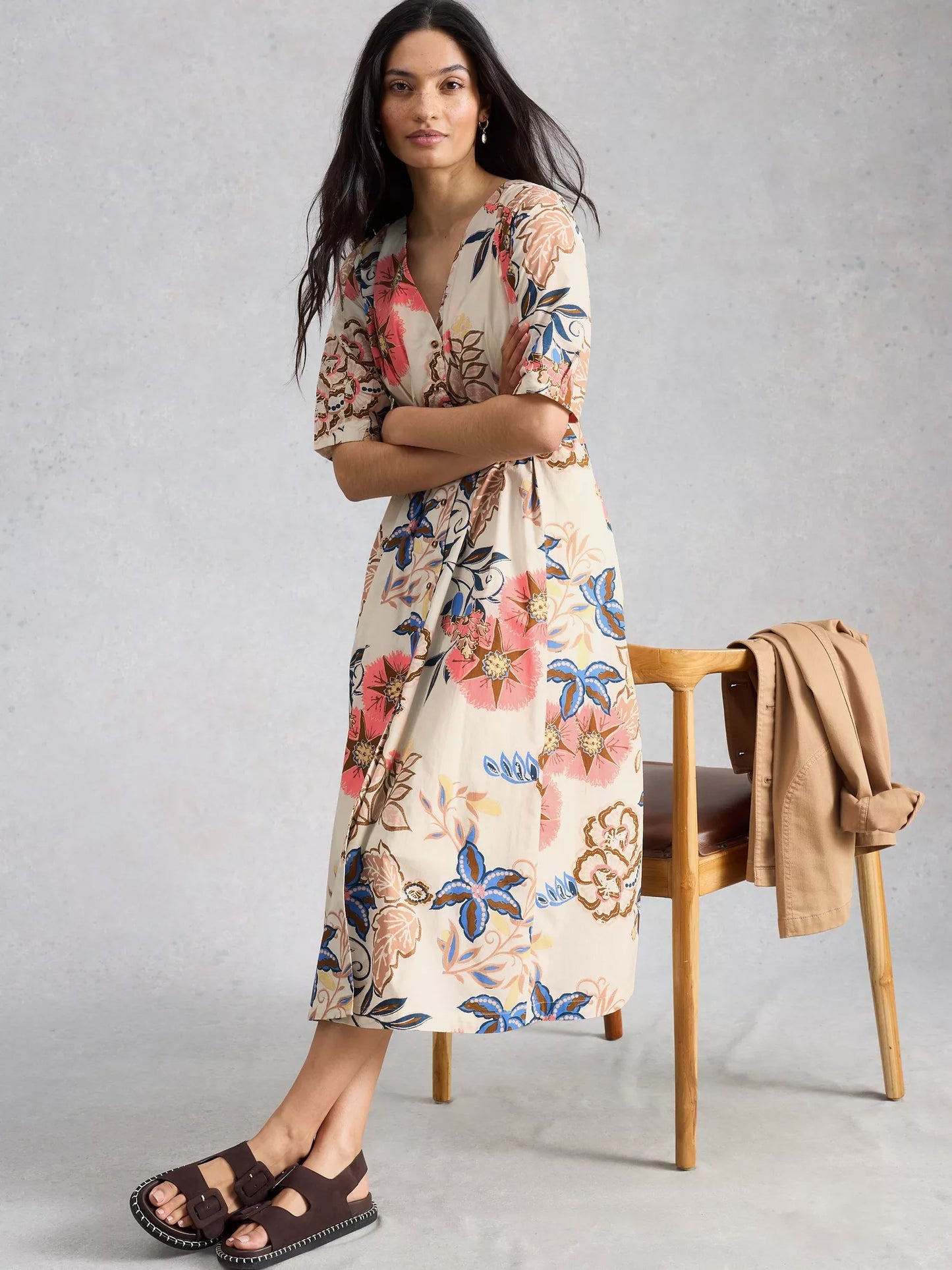 White Stuff Kate Button Through Midi Dress