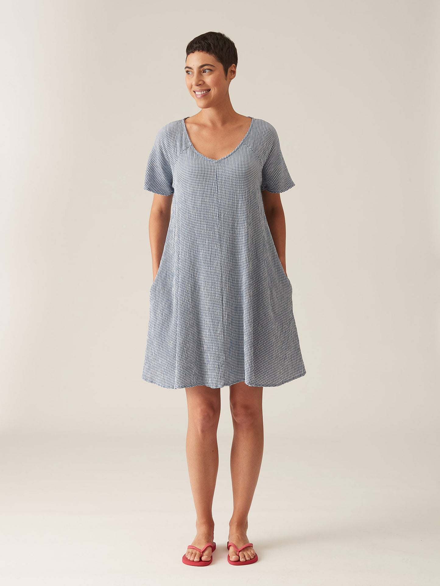 V-NECK SWING DRESS