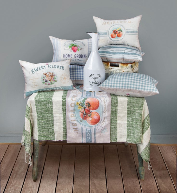 COTTON STRIPE GREEN THROW