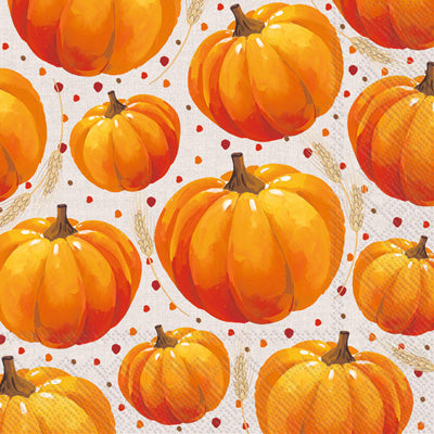 PUMPKIN ALLOVER LINEN COCKTAIL NAPKINS
