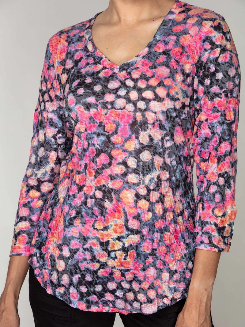 Carine V-Neck Top Rose Blots