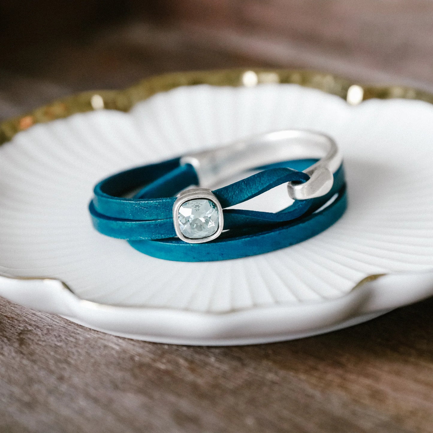 Rachel Marie Coco Teal Leather Wrap Bracelet