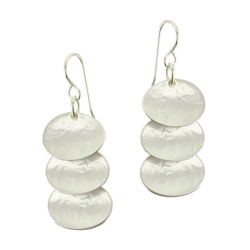MARJORIE BAER STACKING SILVER OVAL EARRINGS