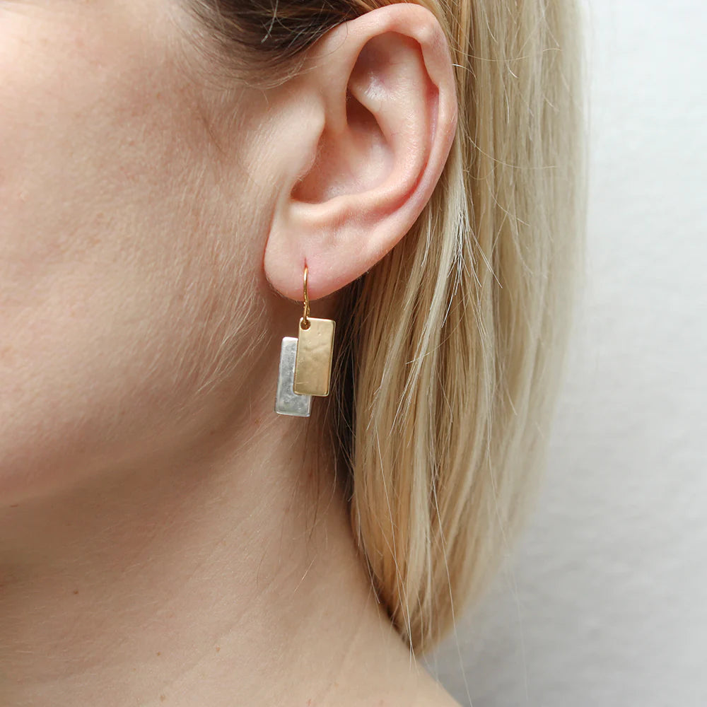 Marjorie Baer Layered Rectangles Wire Earrings