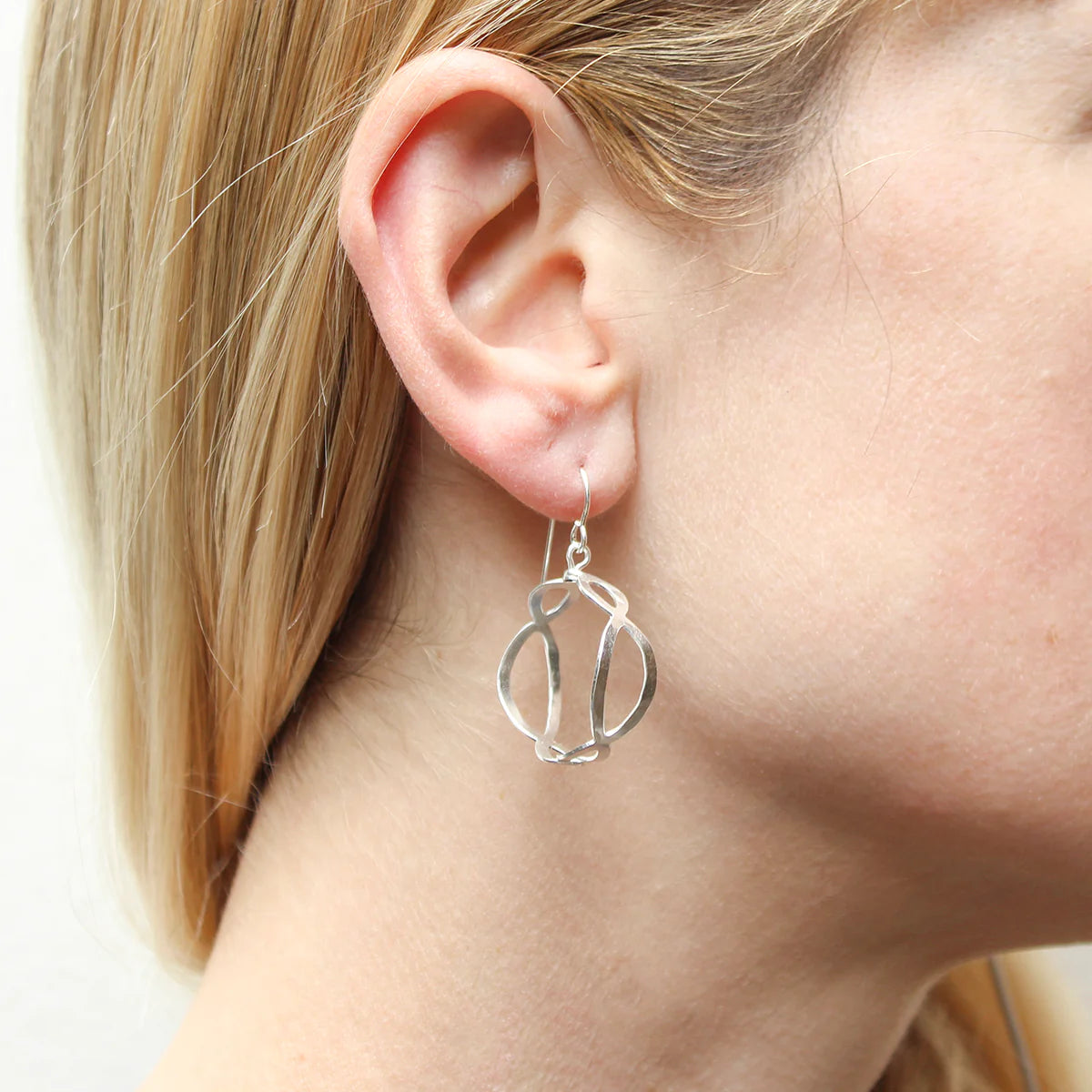 Marjorie Baer Small Oval Lattice Hoop Wire Earrings