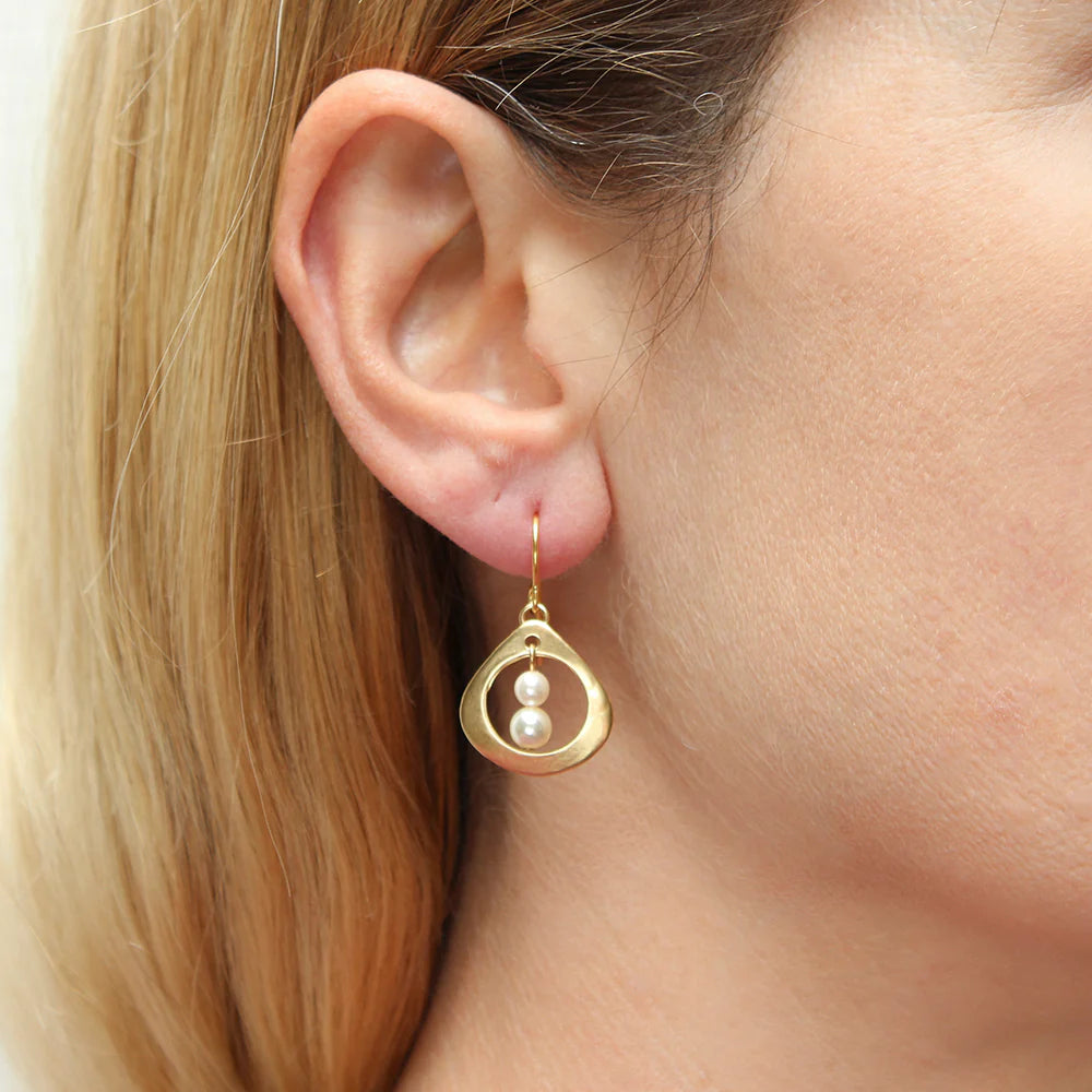 Marjorie Small Open Teardrop with Pearls Wire Earrings