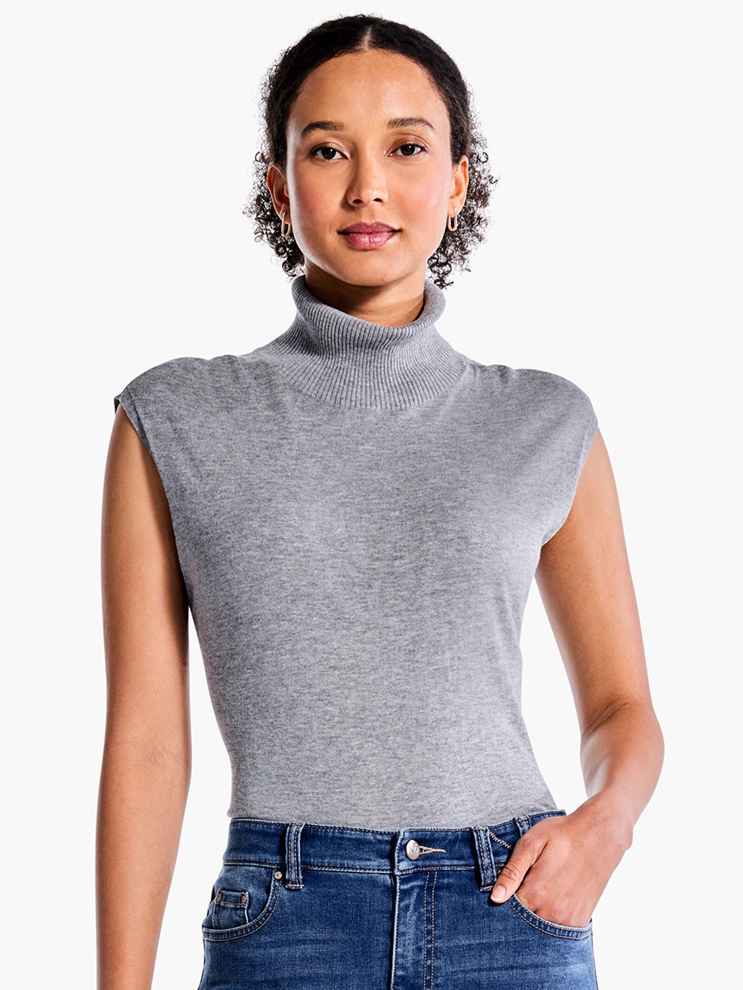 NIC+ZOE SLEEVELESS TURTLENECK SWEATER TEE