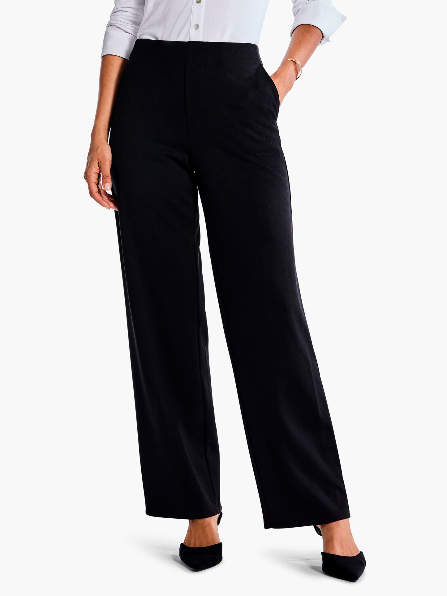 NIC+ZOE DRAPEY PONTE WIDE LEG ANKLE PANTS 29" INSEAM