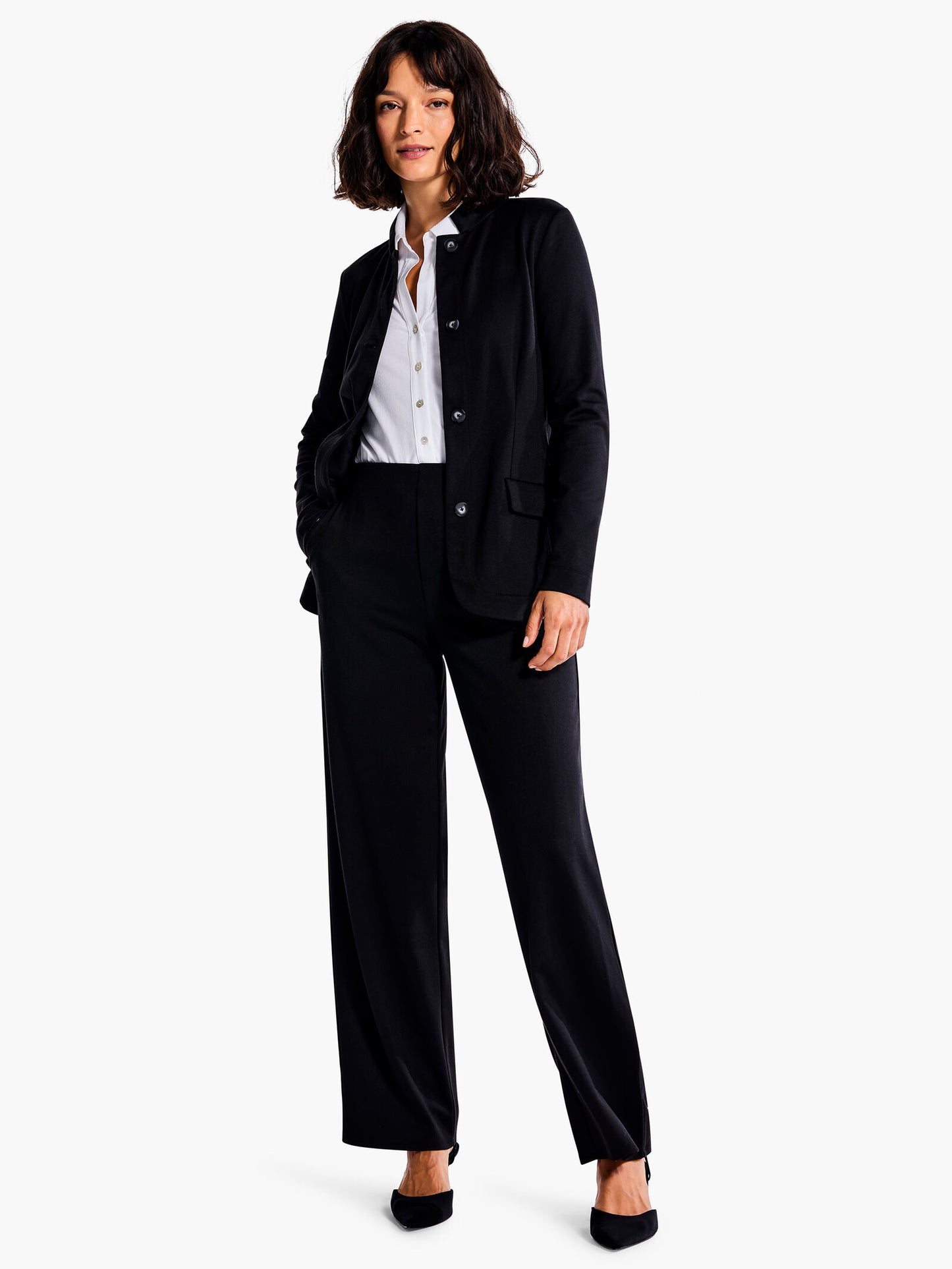 NIC+ZOE DRAPEY PONTE WIDE LEG ANKLE PANTS 29" INSEAM