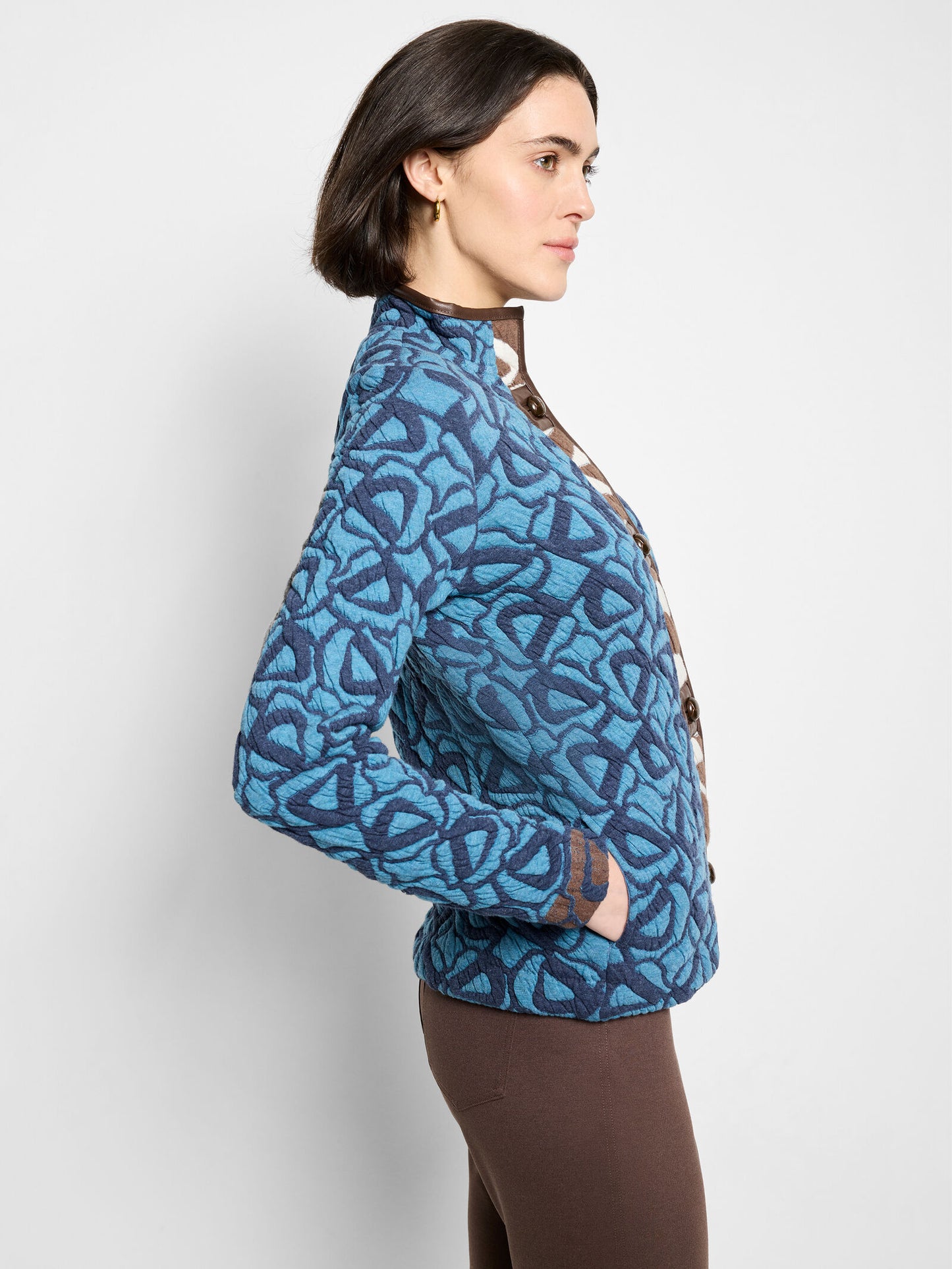 NIC + ZOE Quilted Faux Leather Trim Jacket