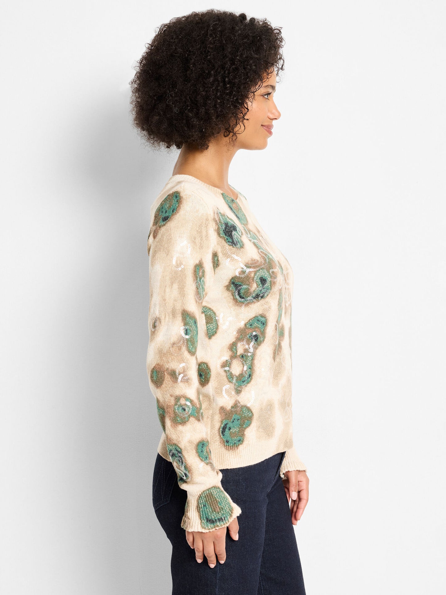 NIC+ZOE CAMO SHINE SWEATER