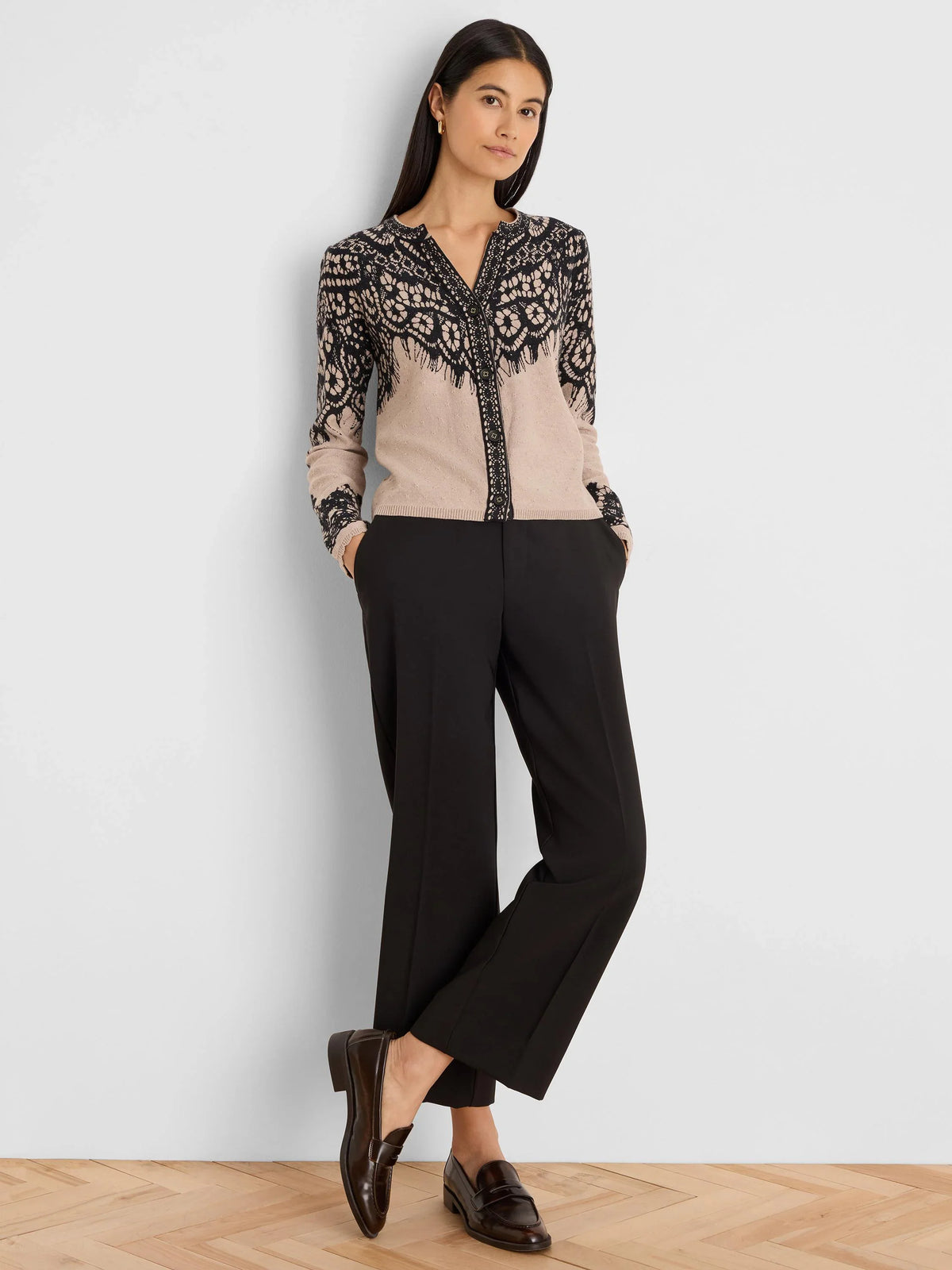 Nic+Zoe Placed Lace Print Cardigan