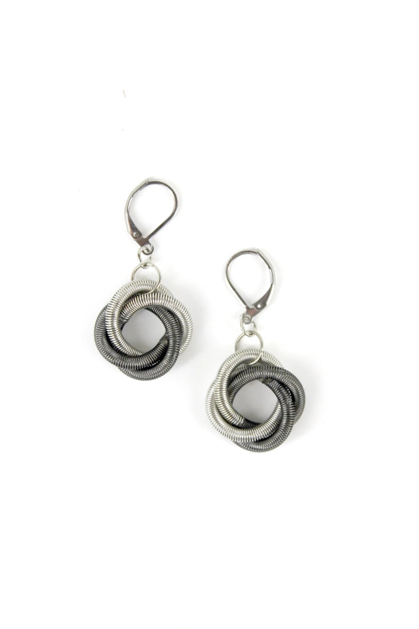 SEA LILY SILVER AND SLATE TWISTED LOOP EARRINGS