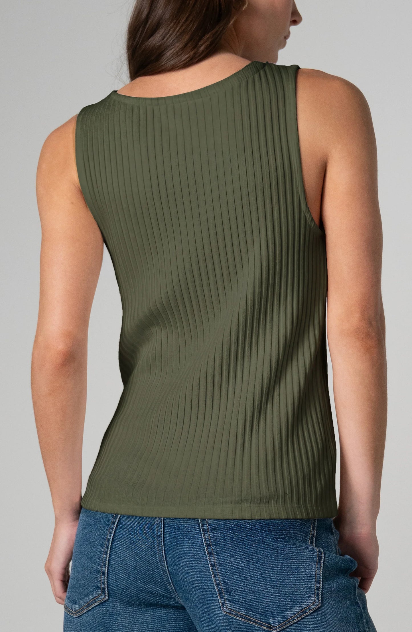 Liverpool Sleeveless Boat Neck Rib Knit Top
