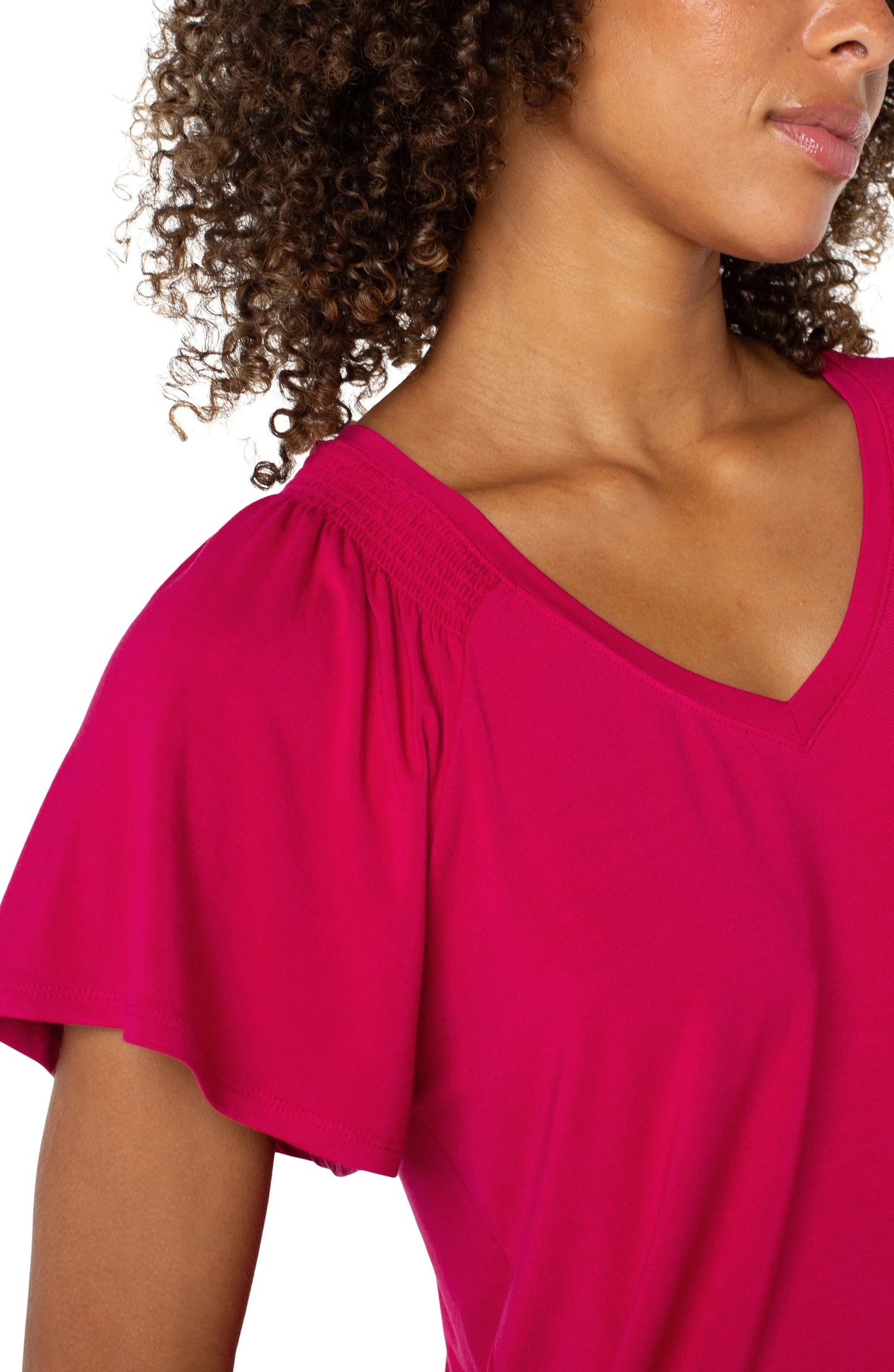 LIVERPOOL FLUTTER SLEEVE KNIT TOP