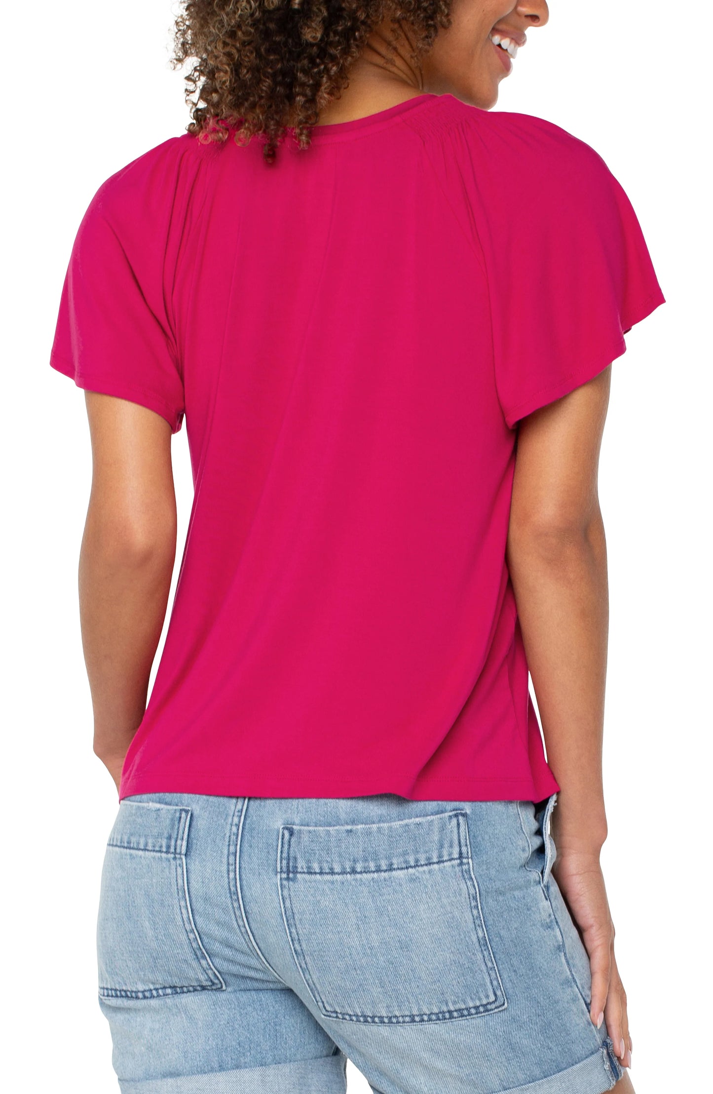 LIVERPOOL FLUTTER SLEEVE KNIT TOP