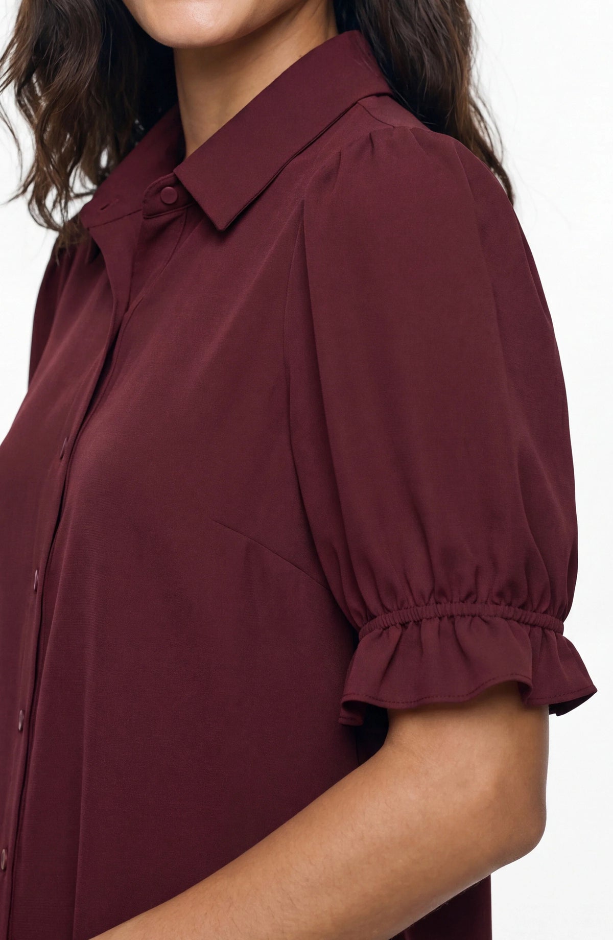 Liverpool Elbow Puff Sleeve Snap Front Knit Shirt