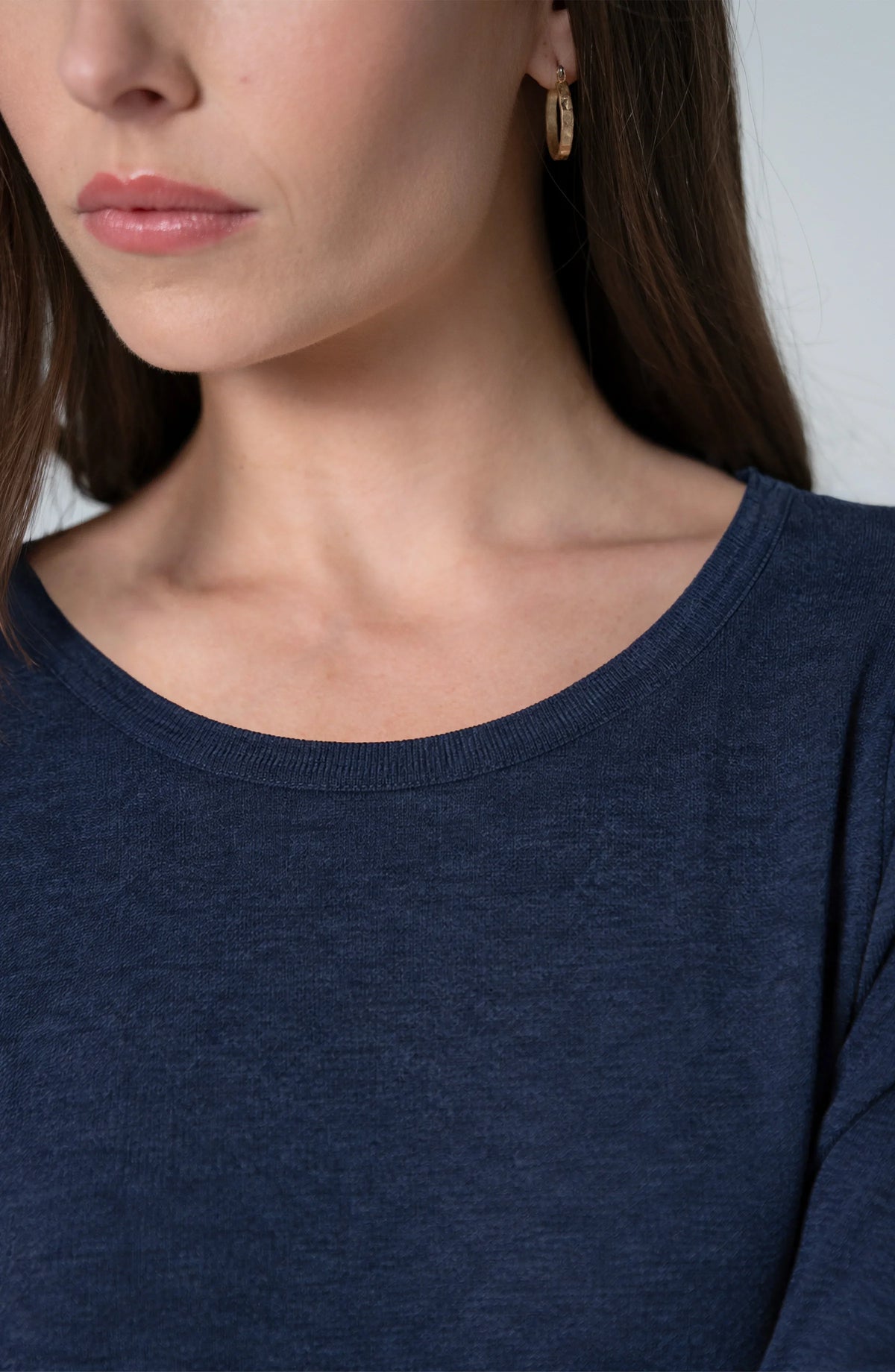 Liverpool Sleeve Boat Neck Knit Top with Twist Detail
