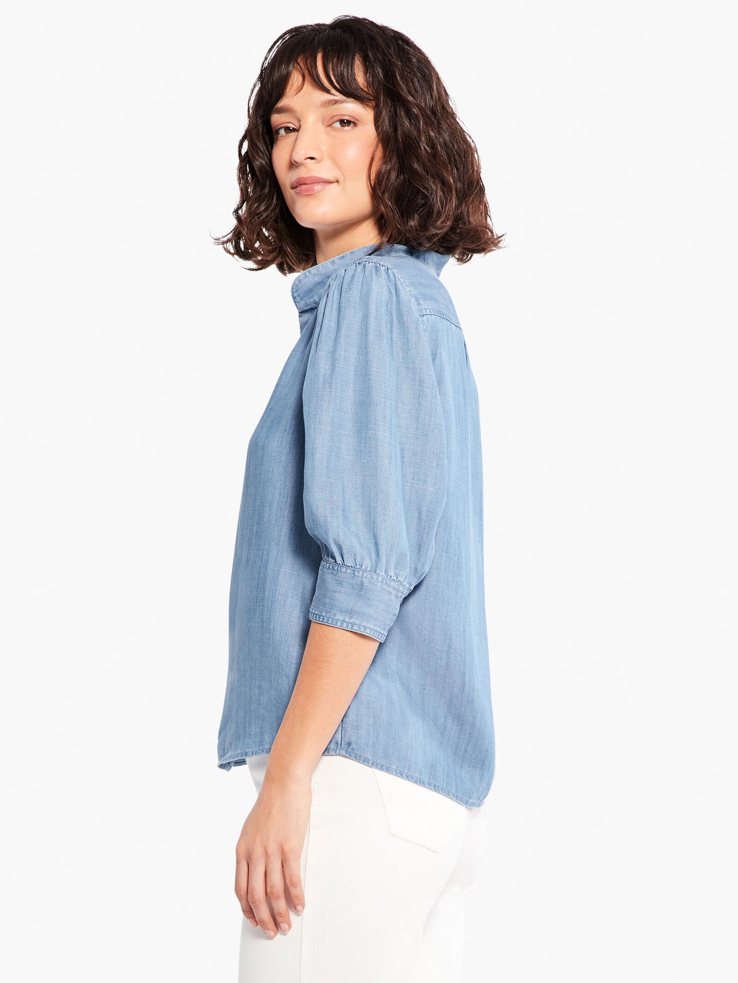 NIC+ZOE FEMME SLEEVE DENIM SHIRT