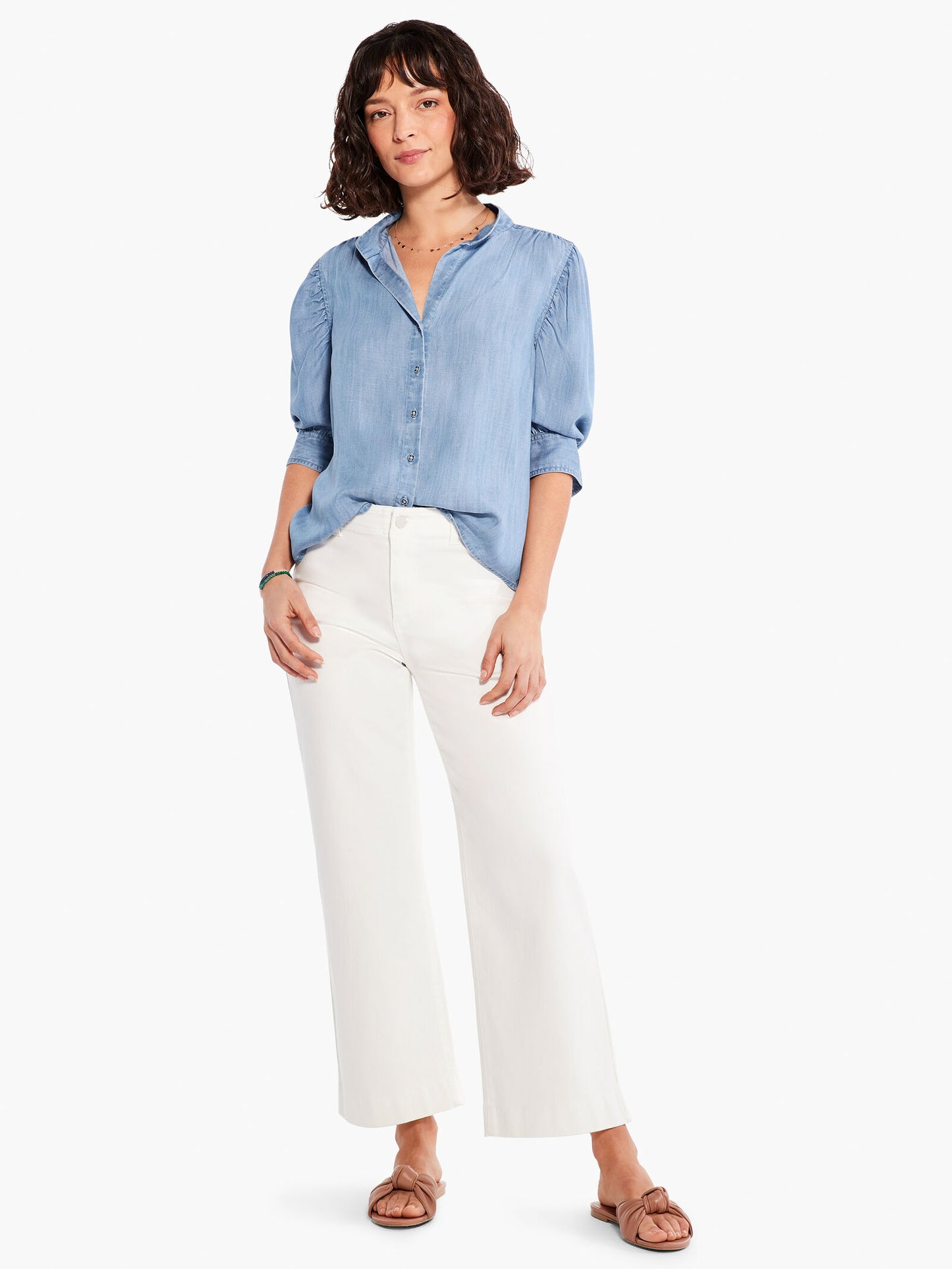 NIC+ZOE FEMME SLEEVE DENIM SHIRT