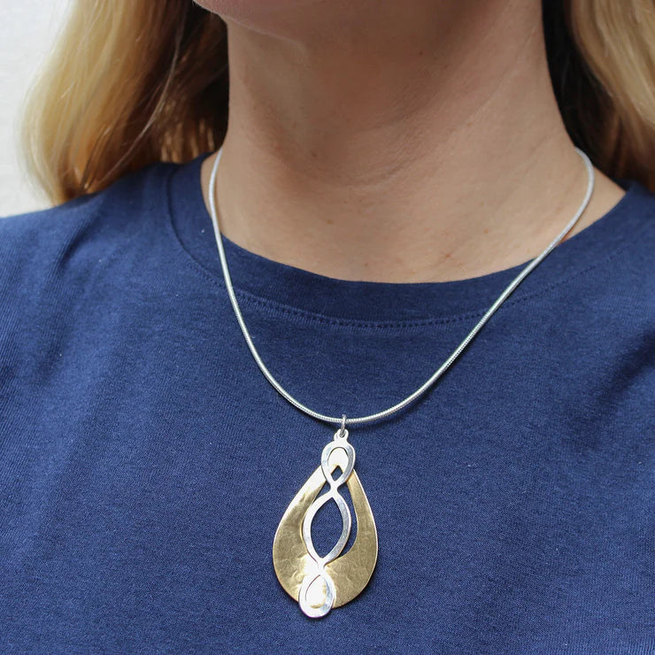 MARJORIE BAER TEAR DROP WITH OVAL LATTICE NECLACE