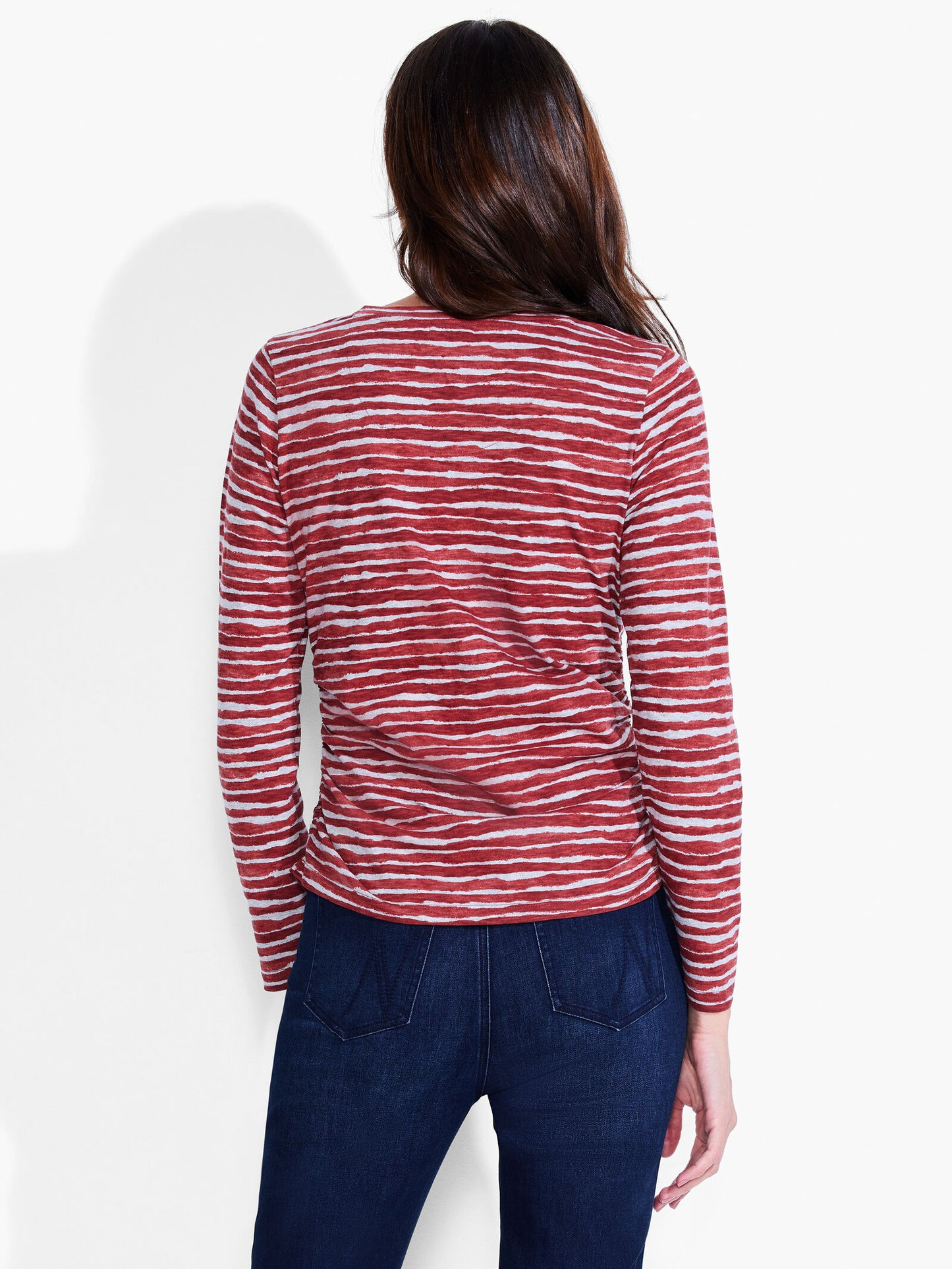 NZT ABSTRACT STRIPE LONG-SLEEVE SCOOP NECK TOP