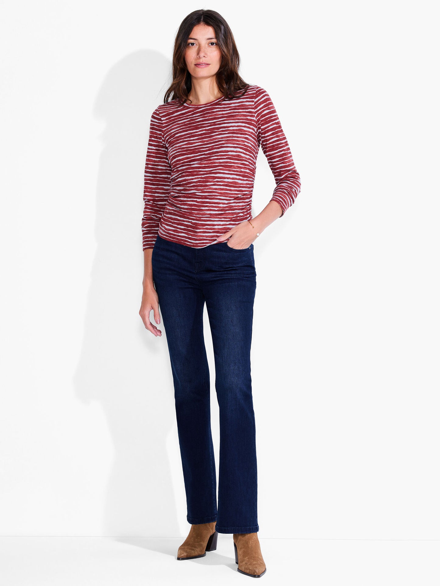 NZT ABSTRACT STRIPE LONG-SLEEVE SCOOP NECK TOP