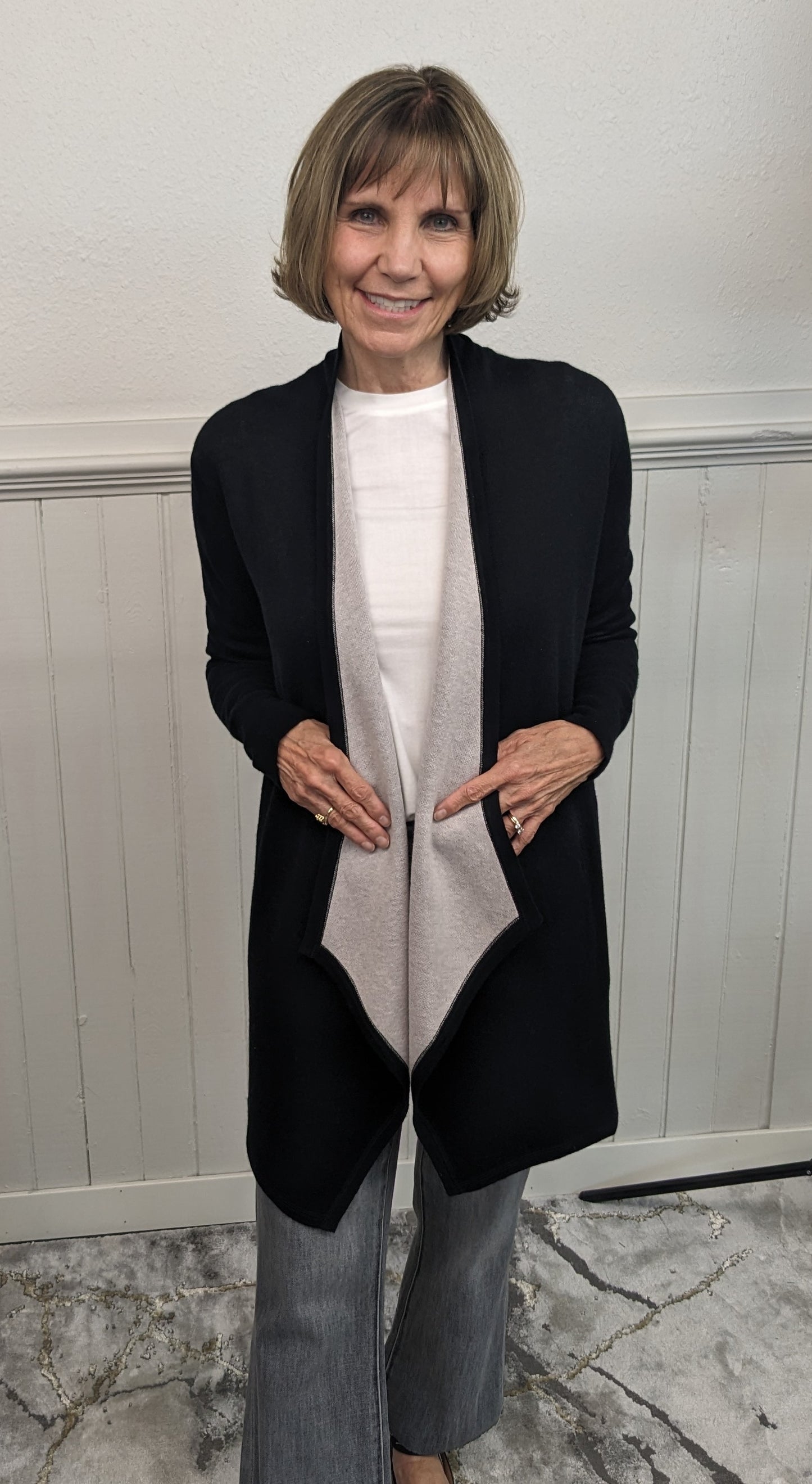 KINROSS REVERSIBLE DRAPE CARDIGAN