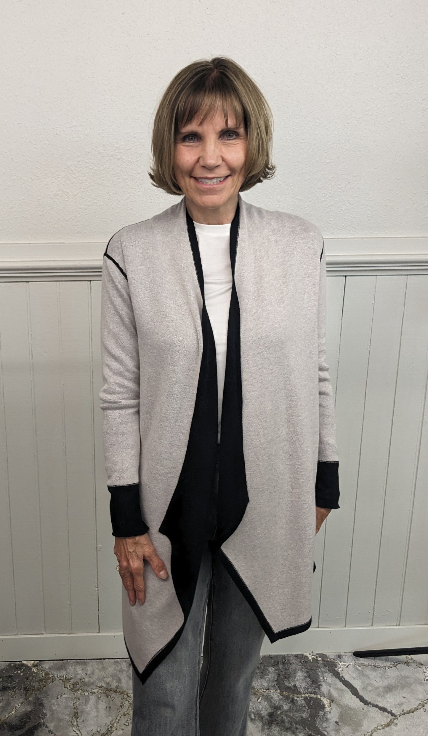 KINROSS REVERSIBLE DRAPE CARDIGAN