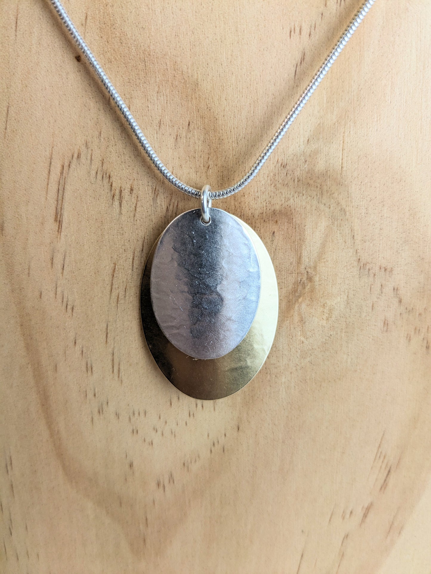 MARJORIE BAER GOLD AND SILVER OVALS NECKLACE
