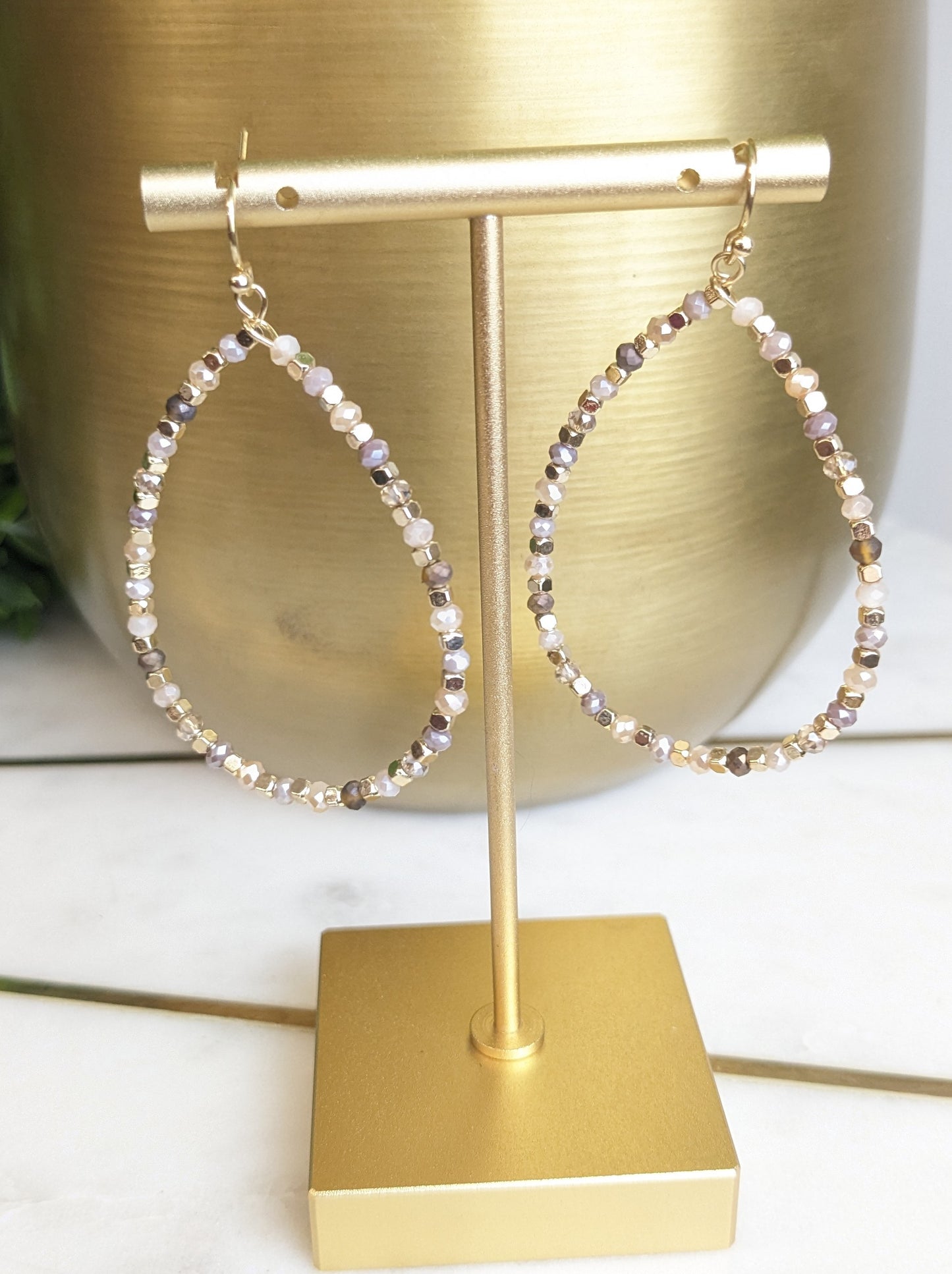 RIKER NATURAL BEADED TEARDROP EARRINGS