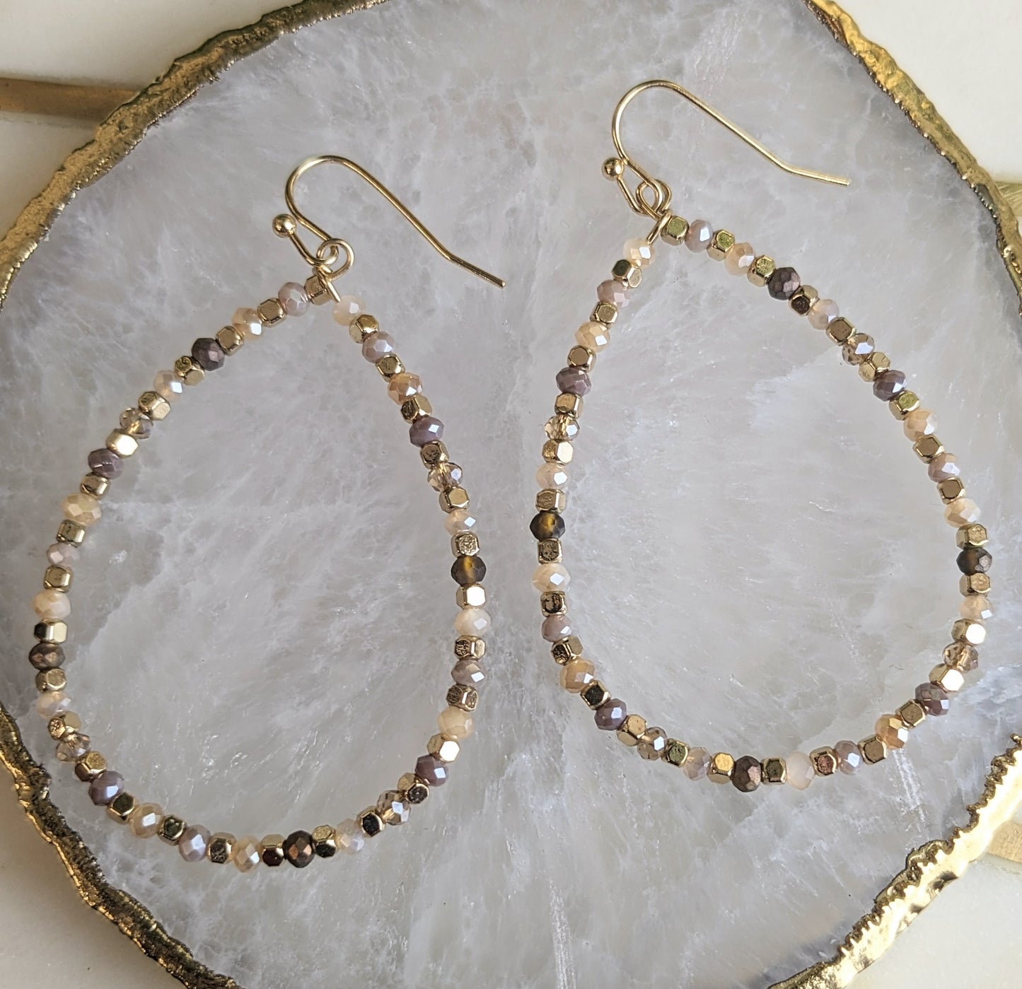 RIKER NATURAL BEADED TEARDROP EARRINGS