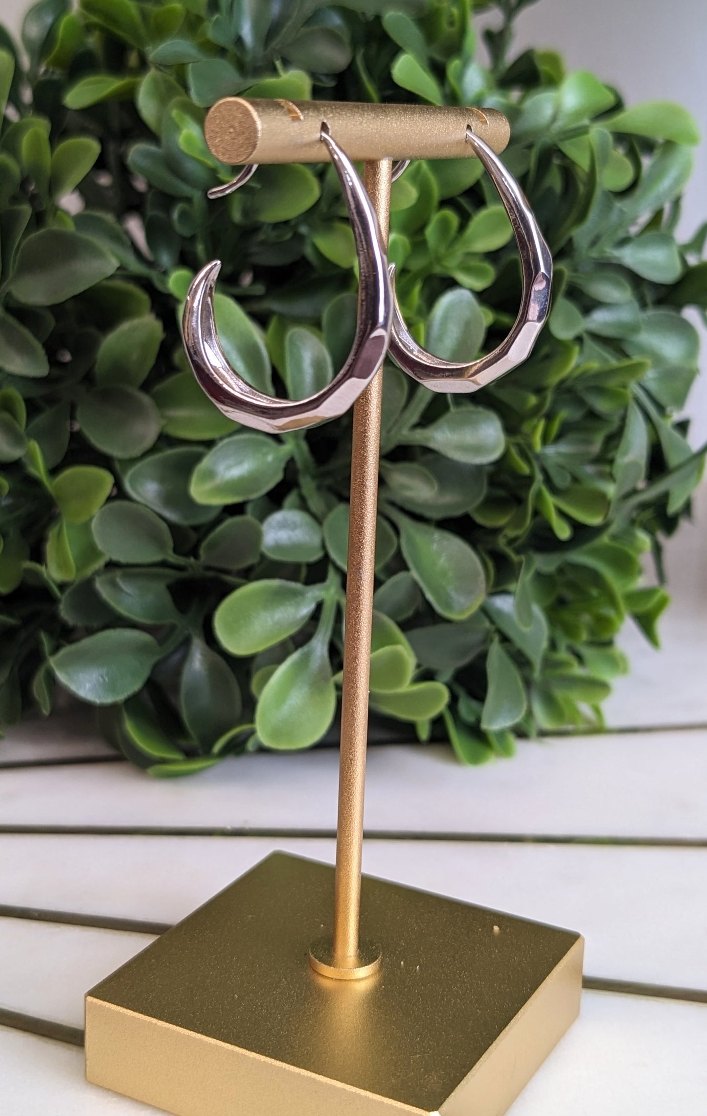 SILVER J HOOP EARRINGS