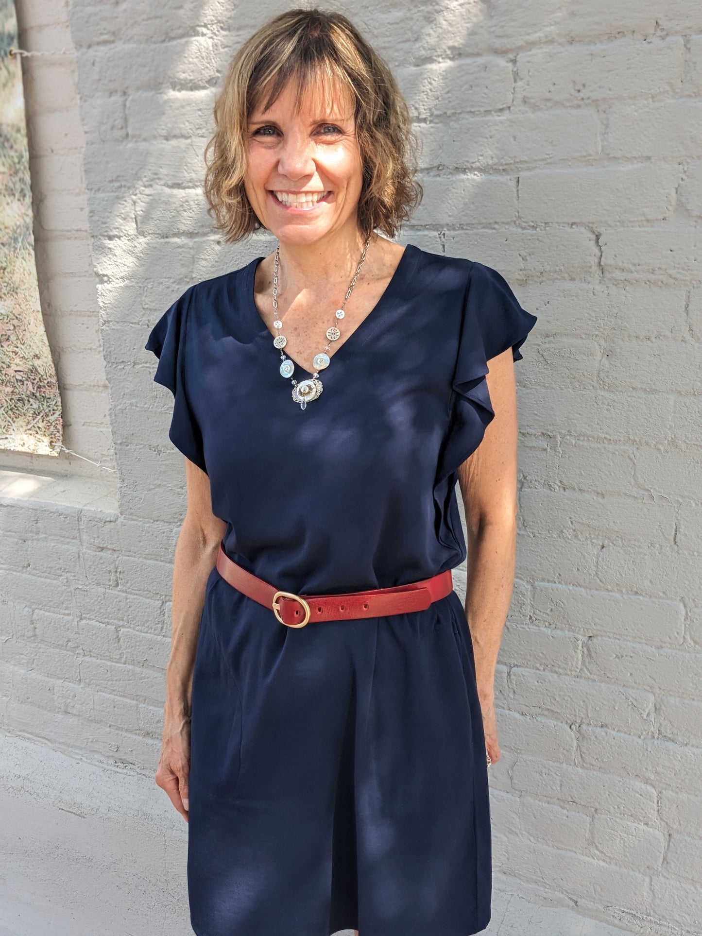 RED LEATHER BELT WITH GOLD BUCKLE