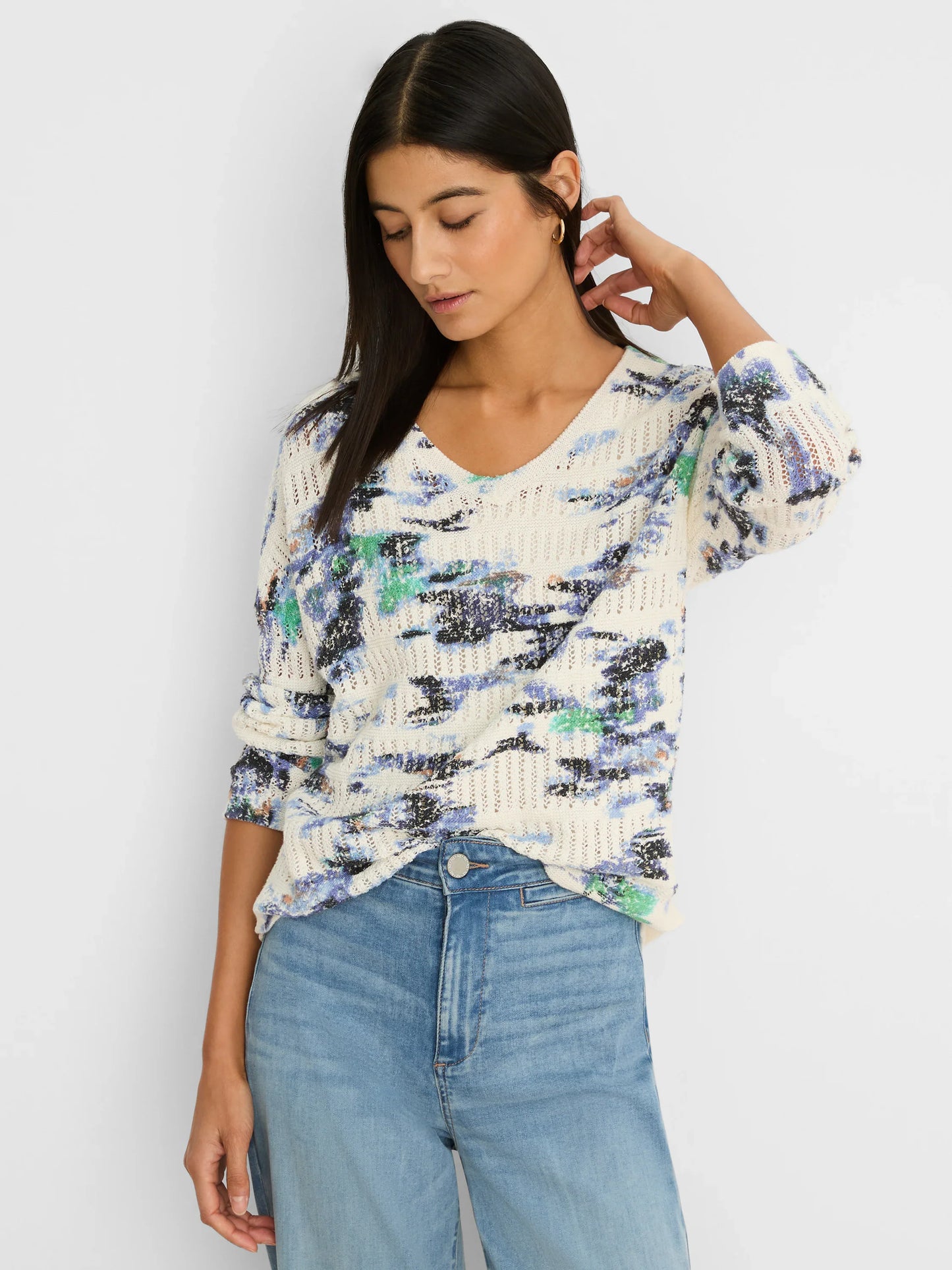 NIC+ZOE Water Lilies Pointelle Sweater